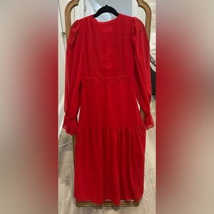 Red long sleeve maxi dress